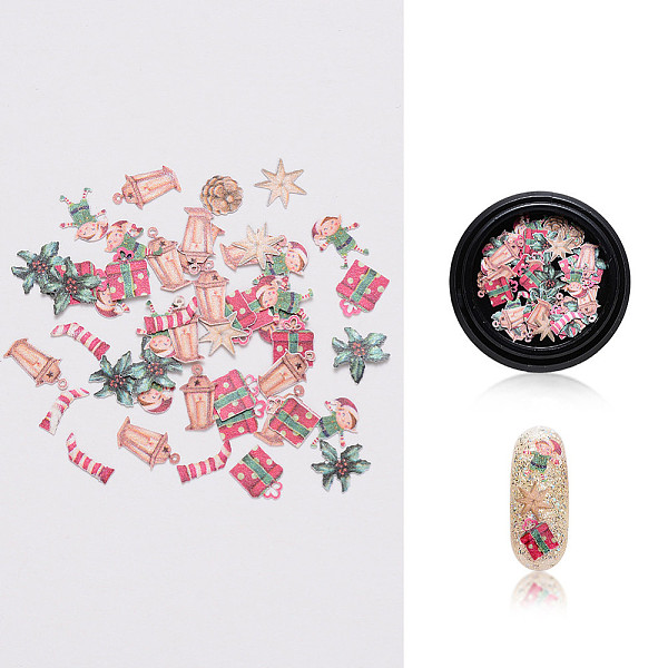 

PandaHall Paper Cabochons for Christmas, Nail Art Decorations, Mixed Shapes, Christmas Socking, 3~8x2~6x0.1mm, about 50pcs/box Paper..., Multicolor