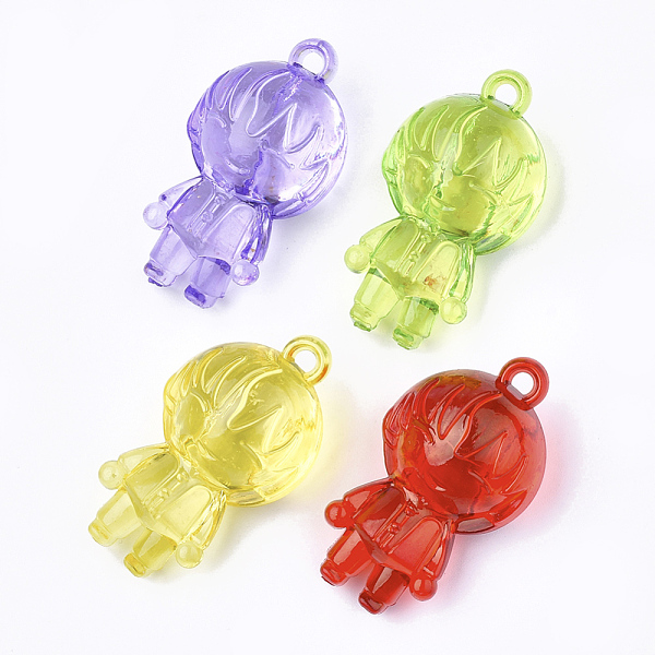 PandaHall Transparent Acrylic Pendants, Human, Mixed Color, 49.5x27.5x22.5mm, Hole: 3mm, about 45pcs/500g Acrylic Human Multicolor