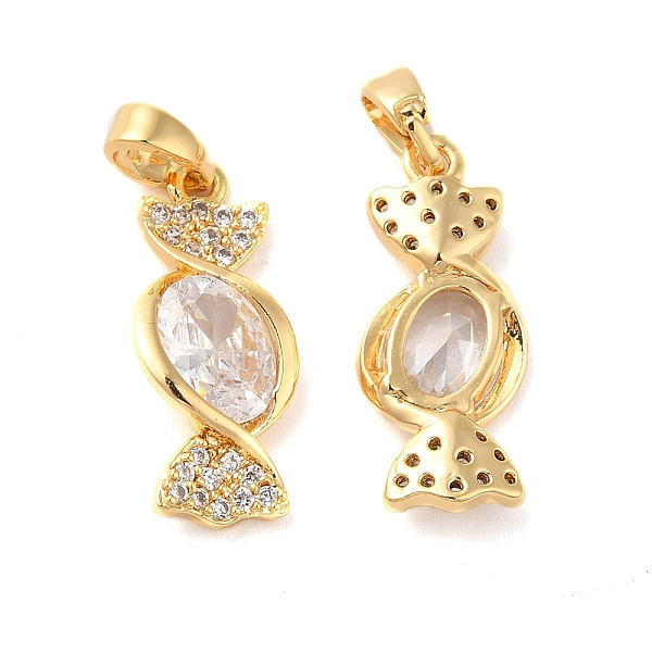 

PandaHall Brass Cubic Zirconia Pendants, Candy, Real 18K Gold Plated, 20x8.5x3mm, Hole: 2.5x4.5mm Brass+Cubic Zirconia Candy Clear