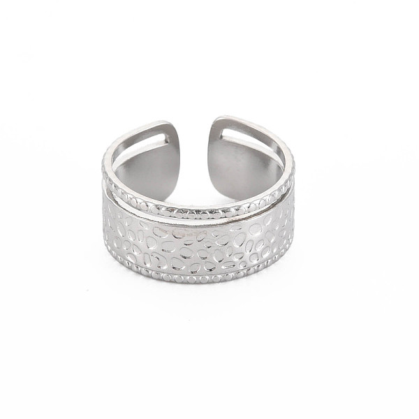 

PandaHall 304 Stainless Steel Hammered Open Cuff Ring for Women, Stainless Steel Color, US Size 6 3/4(17.1mm) 304 Stainless Steel