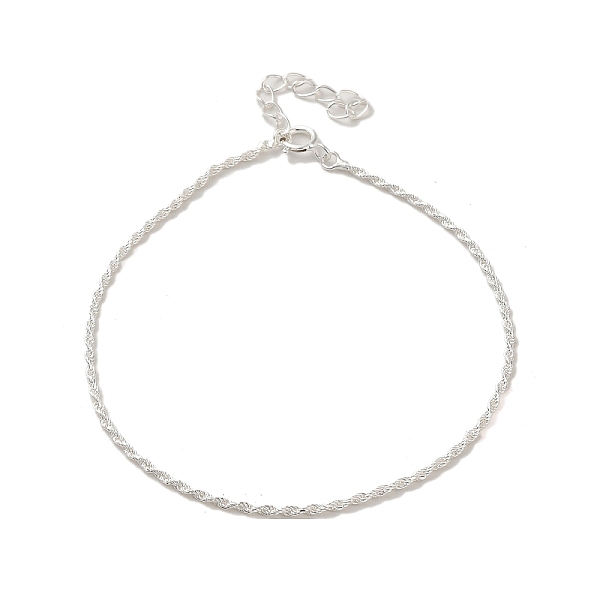 

PandaHall 925 Sterling Silver Rope Chain Bracelets for Women, Silver, 6-3/4 inch(17.3cm), 1.2mm Sterling Silver