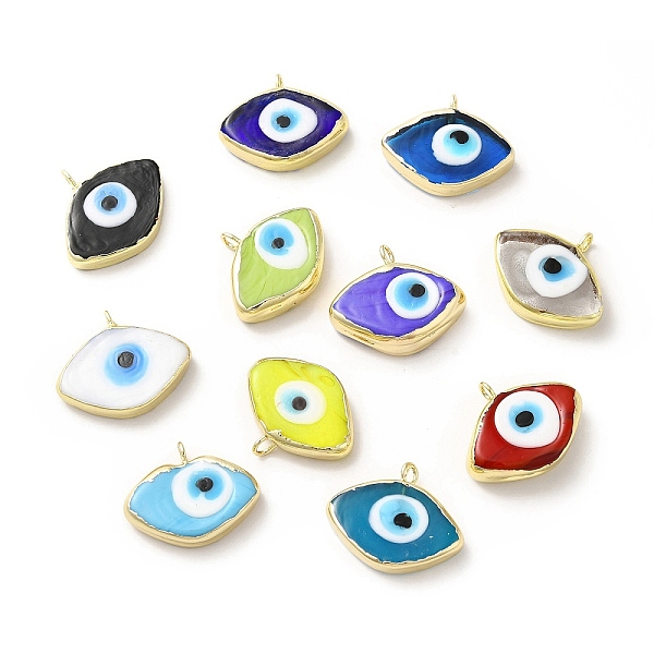 

PandaHall Handmade Lampwork Pendants, with Rack Plating Brass Findings, Long-Lasting Plated, Evil Eye, Mixed Color, 17~18x21~22x4~4.5mm..., Multicolor