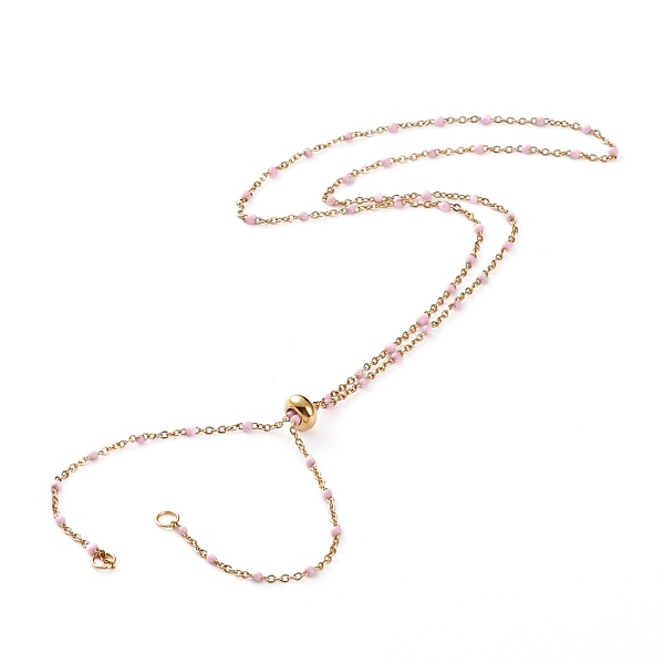 

PandaHall Handmade Stainless Steel Enamel Chains Slider Necklace Making, with Jump Rings and Slider Stopper Beads, Golden, 61cm Stainless...