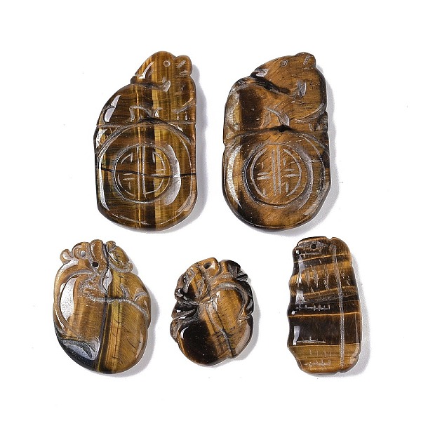 

PandaHall Natural Tiger Eye Pendant, Mixed Shapes, 33~56x22.5~33x5.5~8mm, Hole: 1.6mm Tiger Eye Mixed Shapes