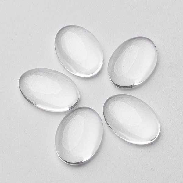 PandaHall Transparent Glass Cabochons, Oval, Clear, 25x18mm, 5.4mm(Range: 4.9~5.9mm) thick Glass Oval Clear