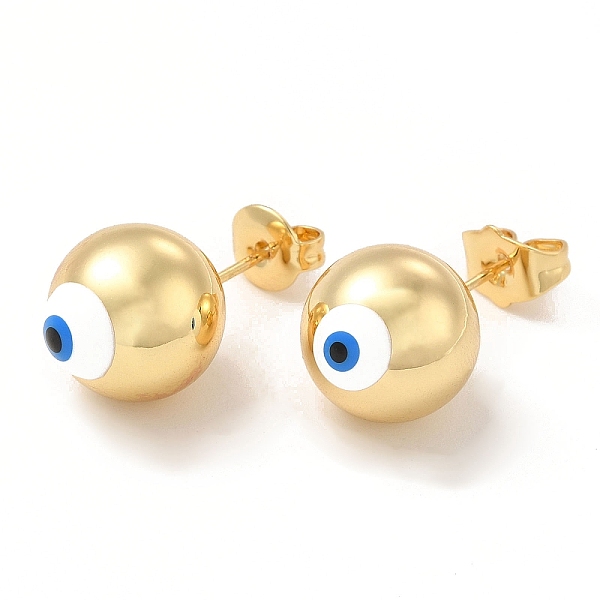 

PandaHall Enamel Evil Eye Stud Earrings, Real 18K Gold Plated Brass Ball Post Earrings for Women, White, 12mm, Pin: 0.7mm Brass Evil Eye...