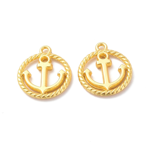 

PandaHall Rack Plating Alloy Pendants, Cadmium Free & Lead Free & Nickle Free, Round Ring with Anchor Charm, Matte Gold Color, 18x16.5x2mm...