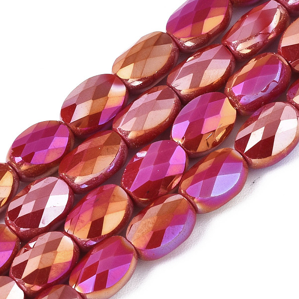 

PandaHall Electroplate Glass Beads Strands, AB Color Plated, Oval, Faceted, Red, 8x6.5x4mm, Hole: 1.2mm, about 72pcs/strand, 23.62 inch...