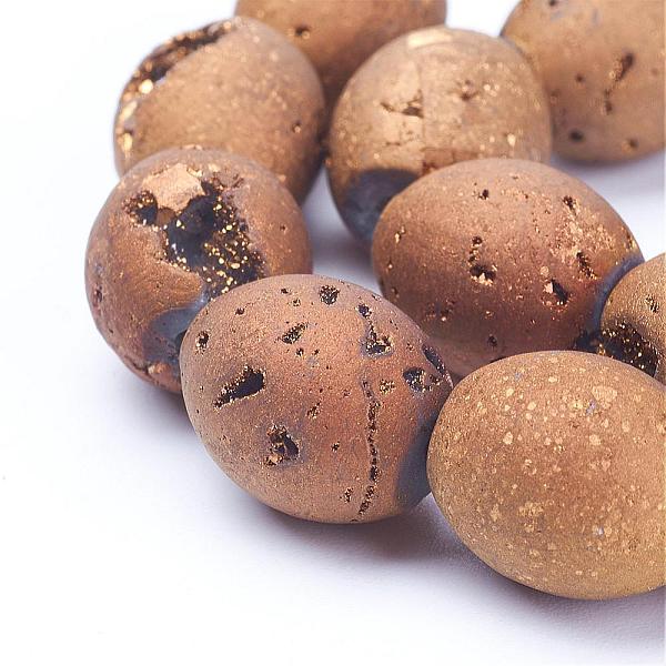 

PandaHall Electroplated Natural Druzy Geode Agate Bead Strands, Barrel, Golden Plated, 13.5x12mm, Hole: 1mm, about 13pcs/strand, 7.67 inch...