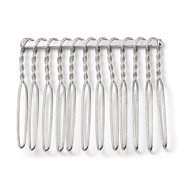 

PandaHall Iron Hair Comb Findings, Platinum, 36.5~37x43~46x3.5~5mm Iron