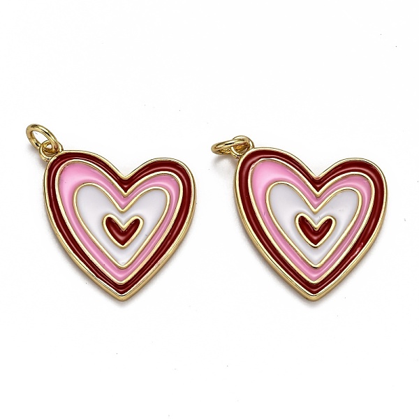 

PandaHall Brass Enamel Pendants, Long-Lasting Plated, Real 18K Gold Plated, with Jump Ring, Heart, Colorful, 22.5x20x2mm, Hole: 3mm...