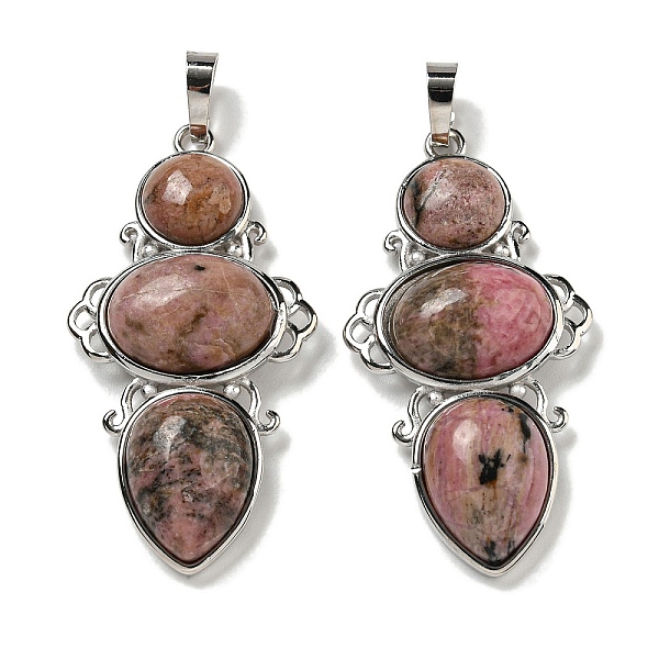

PandaHall Natural Rhodonite Pendants, Rack Plating Brass Flower Charms, Cadmium Free & Lead Free, Platinum, 47x24x6.5mm, Hole: 7.5x5mm...