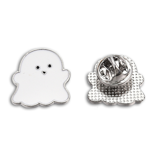 PandaHall Ghost Shape Enamel Pin, Platinum Plated Alloy Badge for Backpack Clothes, Nickel Free & Lead Free, Creamy White, 19x18mm...