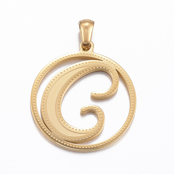 

PandaHall Ion Plating(IP) 304 Stainless Steel Pendants, Flat Round with Letter.C, Golden, 28x25x1.2mm, Hole: 6x3mm 304 Stainless Steel...