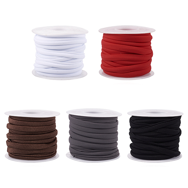 

PandaHall Cheriswelry 25m 5 Colors Soft Nylon Cord, Flat, Mixed Color, 5x3mm, 5m/color Nylon Multicolor