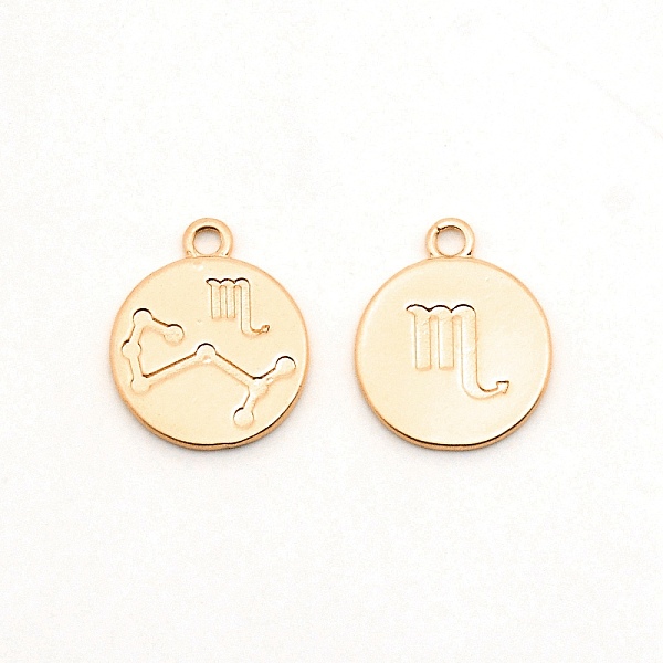 

PandaHall Alloy Pendants, Flat Round with Constellation, Matte Coffee Golden, Scorpio, 20x16.5x1.5mm, Hole: 2mm Alloy Scorpio
