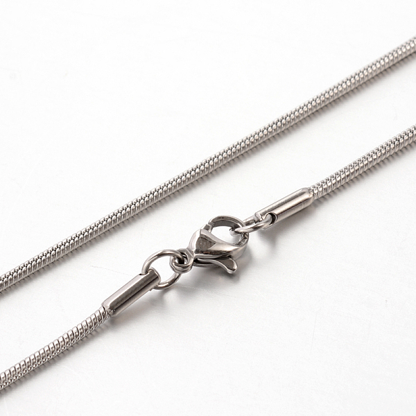 

PandaHall 304 Stainless Steel Snake Chain Necklaces, Stainless Steel Color, 17.7 inch(45cm), 1.5mm 304 Stainless Steel