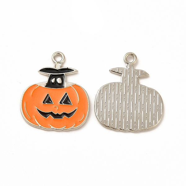 

PandaHall Rack Plating Alloy Enamel Pendants, Cadmium Free & Nickel Free & Lead Free, Halloween Theme, Pumpkin Charm, Platinum, Dark Orange...