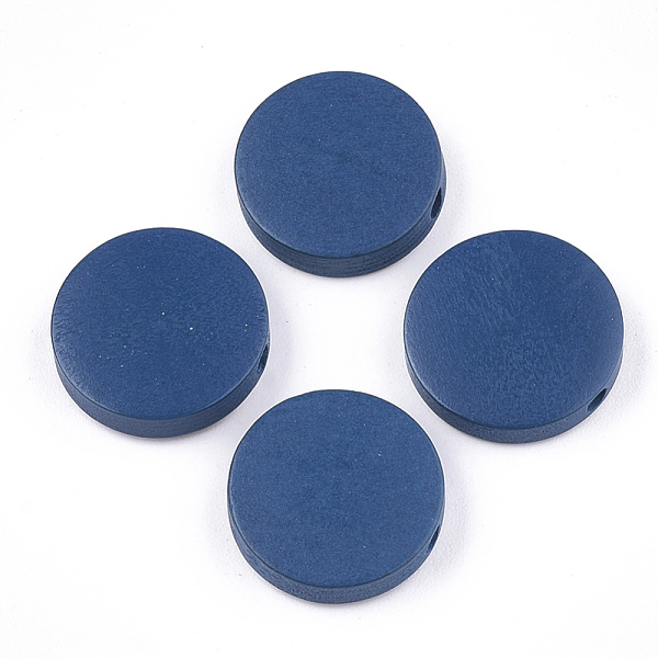 

PandaHall Painted Natural Wood Beads, Flat Round, Marine Blue, 15~15.5x4mm, Hole: 1.8mm Schima Wood Flat Round Blue