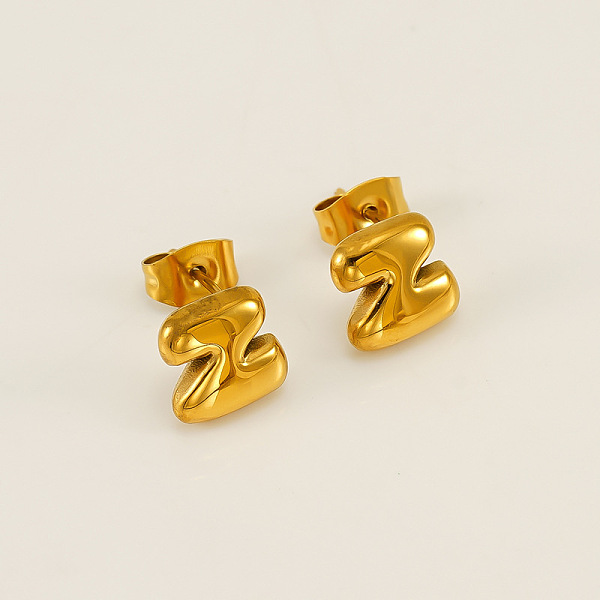 

PandaHall Chunk Letter 304 Stainless Steel Stud Earrings for Women, Real 18K Gold Plated, Letter Z, 7.5~8.5x5~10.5mm 304 Stainless Steel...