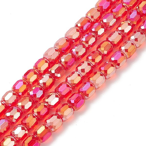 

PandaHall AB Color Plated Glass Beads, Faceted Barrel, Red, 8x8mm, Hole: 1mm Glass Barrel Red