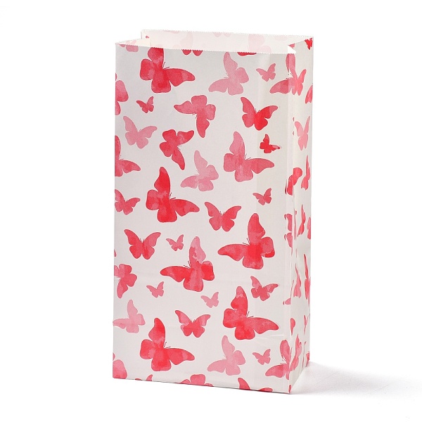 

PandaHall Kraft Paper Bags, No Handle, Wrapped Treat Bag for Birthdays, Baby Showers, Rectangle with Butterfly Pattern, Crimson, 24x13x8.1cm..., Pink
