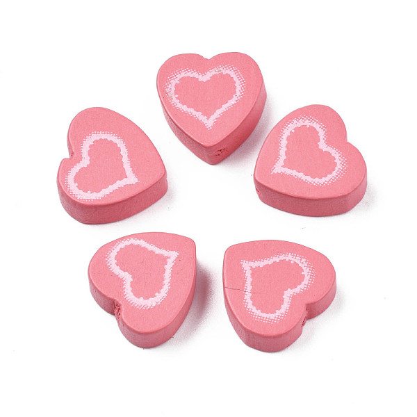 

PandaHall Spray Painted Maple Wood Beads, Printed, Heart, Light Coral, 16.5x17.5x6mm, Hole: 1.8mm, about 550pcs/500g Maple Wood Heart