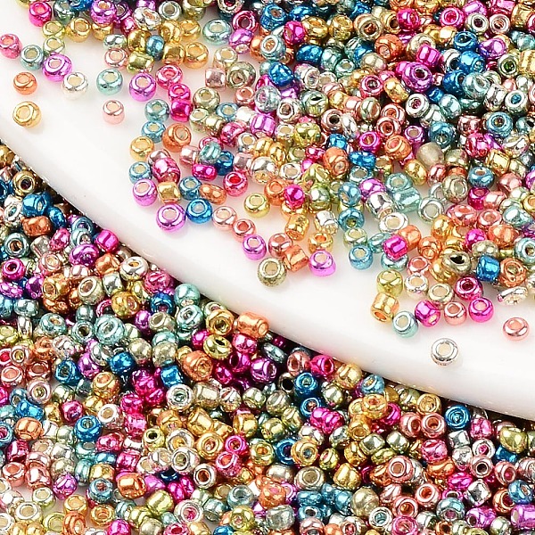 

PandaHall 12/0 Plated Glass Seed Beads, Round Hole, Round, Mixed Color, 12/0, 2~2.5x1.5~2mm, Hole: 0.8mm, about 450g/bag Glass Multicolor