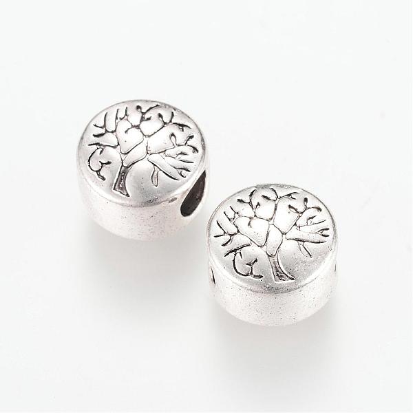 

PandaHall Tibetan Style Alloy European Beads, Large Hole Beads, Flat Round with Tree, Cadmium Free & Nickel Free & Lead Free, Antique Silver...