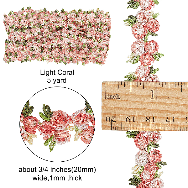 

PandaHall GORGECRAFT 5 Yards Flower Trim Ribbon Cherry Color Flower DIY Lace Applique Sewing Craft Lace Edge Trim for Wedding Dresses..., Red