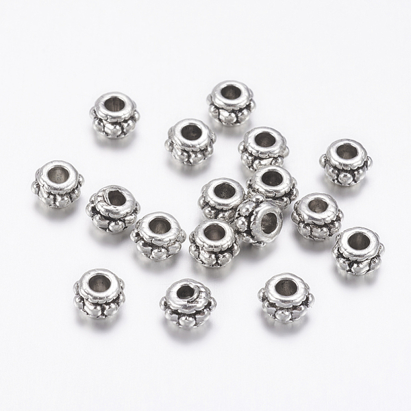 

PandaHall Tibetan Style Spacer Beads, Lead Free, Cadmium Free and Nickel Free, Rondelle, Antique Silver, about 5mm in diameter, 3mm thick...