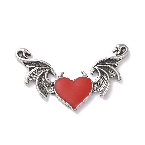 

PandaHall Alloy Emanel Big Pendants, Heart with Wing Charm, Antique Silver, Red, 34x54x3mm, Hole: 1.5mm Alloy+Enamel Heart Red