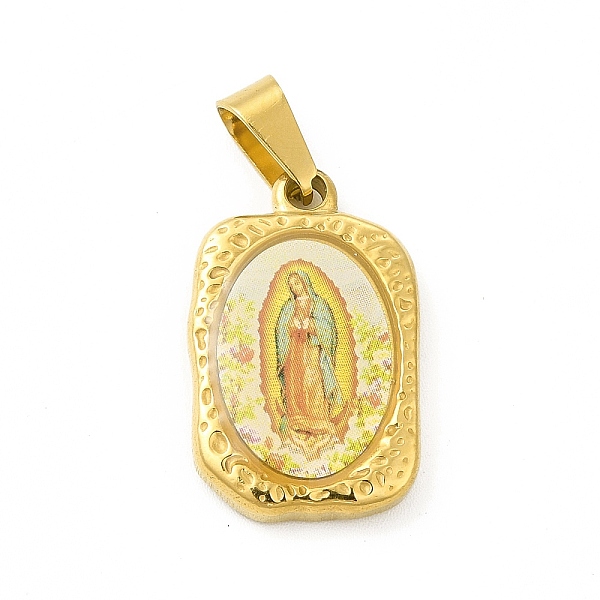 

PandaHall Vacuum Plating 304 Stainless Steel Pendants, Rectangle with Nuestra Senora de Guadalupe, Golden, 24x15x4mm, Hole: 6x4mm 304...