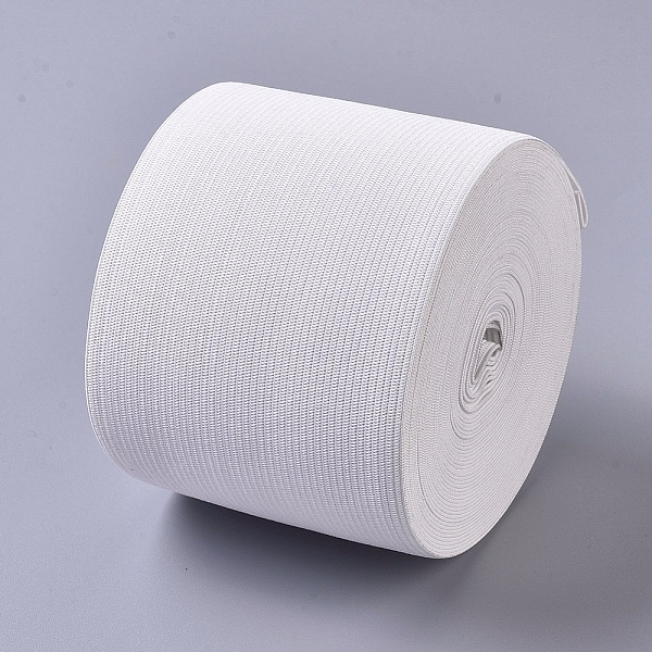 

PandaHall Flat Elastic Rubber Cord/Band, Webbing Garment Sewing Accessories, White, 80mm, about 8.74 yards(8m)/roll Elastic Fibre Flat White