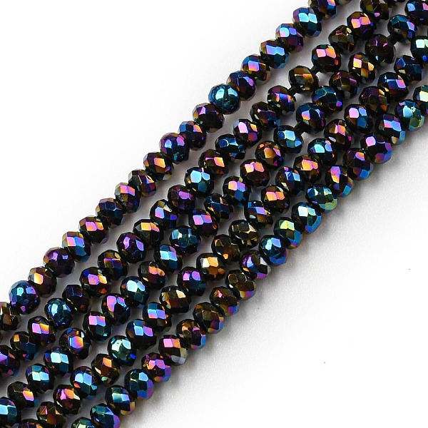 

PandaHall Electroplate Glass Beads Strands, Full Plated, Faceted, Rondelle, Black Plated, 2~2.3x1.7~1.9mm, Hole: 0.3mm, about...