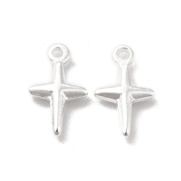 

PandaHall Brass Charms, Cadmium Free & Lead Free, Cross Charm, 925 Sterling Silver Plated, 10x6x2mm, Hole: 1mm Brass Cross
