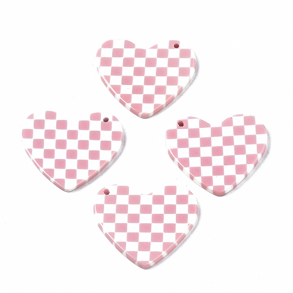 

PandaHall Opaque Cellulose Acetate(Resin) Pendants, Heart with Grid Pattern, Pink, 23.5x27.5x2.5mm, Hole: 1.4mm Cellulose Acetate Heart Pink