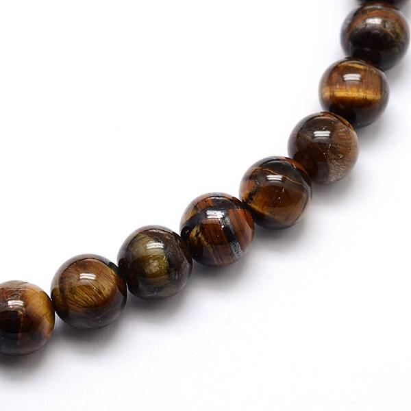 

PandaHall Natural Grade AB Tiger Eye Round Beads Strands, 8mm, Hole: 1mm, about 48pcs/strand, 15.5 inch Tiger Eye Round