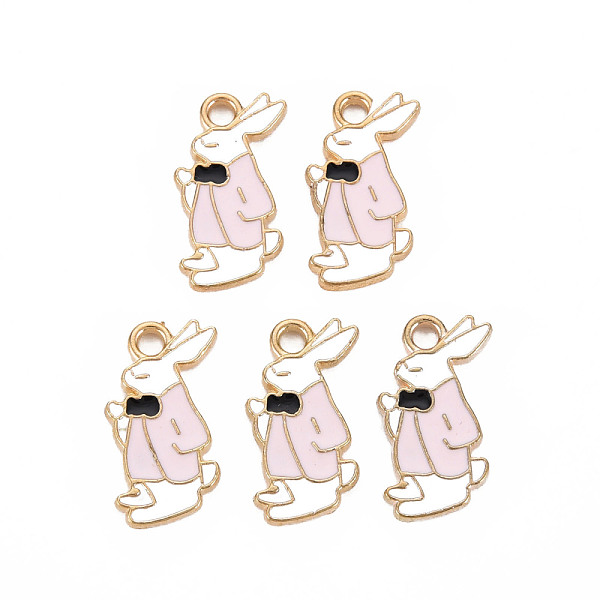

PandaHall Alloy Enamel Pendants, Cadmium Free & Lead Free, Light Gold, Rabbit, Pink, 16.5x10x1.5mm, Hole: 1.8mm Alloy+Enamel Rabbit Pink