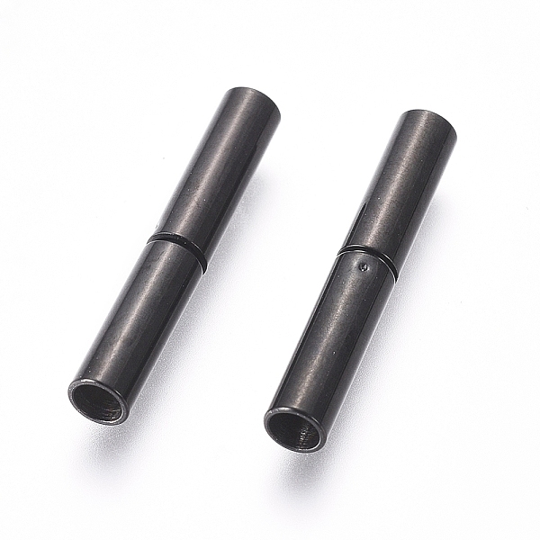 

PandaHall 304 Stainless Steel Bayonet Clasps, Column, Electrophoresis Black, 21x3mm, Hole: 2.5mm 304 Stainless Steel