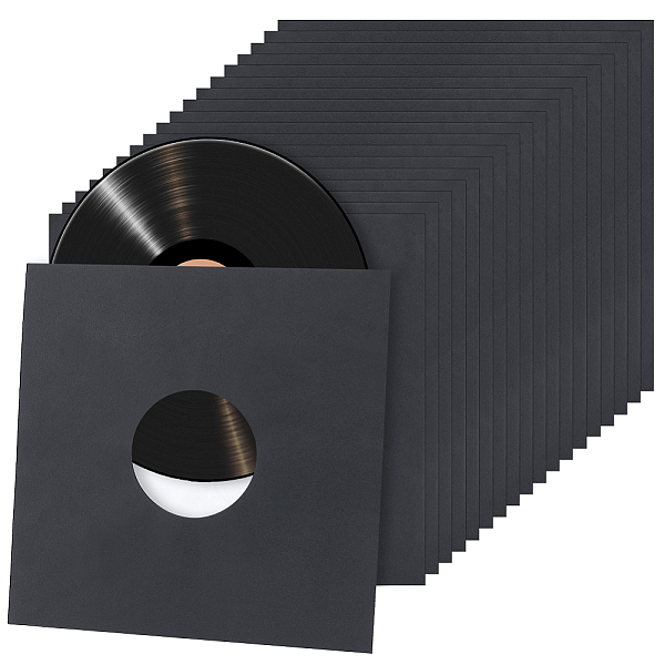 PandaHall Inner Record Sleeves Anti-Static Protection Covers, for 12inch Vinyl Albums Collection, Black, 309x305x0.08mm, 20pcs/bag Paper...