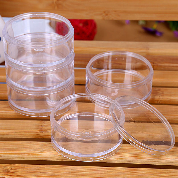 

PandaHall 5-Tier Plastic Screw Together Stacking Jars, Storage Container for Beads Jewelry Nail Art Small Items, Clear, 5x5x12.7cm Plastic...