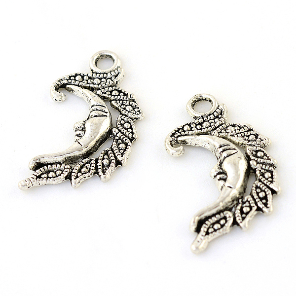 

PandaHall Tibetan Style Alloy Pendants, Moon, Cadmium Free & Lead Free, Antique Silver, 26.5x14.8x2.8mm, Hole: 2.5mm Alloy Moon