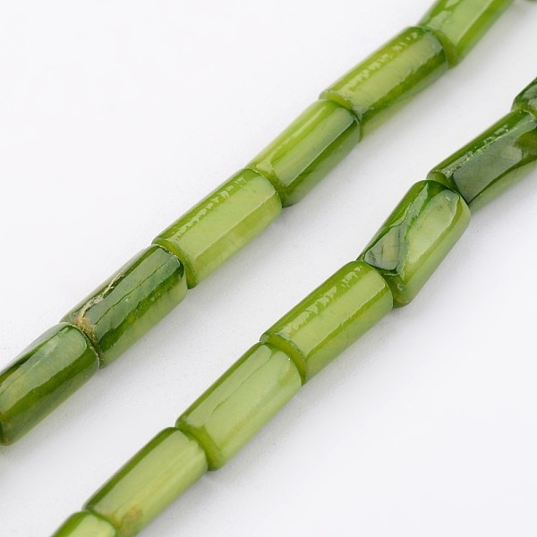 

PandaHall Natural Shell Bead Strands, Dyed, Column, Yellow Green, 8x4mm, Hole: 0.5mm, about 50pcs/strand, 15.7 inch Other Sea Shell Column...