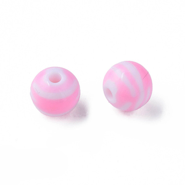 

PandaHall Opaque Striped Acrylic Beads, Round, Pearl Pink, 11.5x10.5mm, Hole: 2.5mm, about 549pcs/500g Acrylic Round
