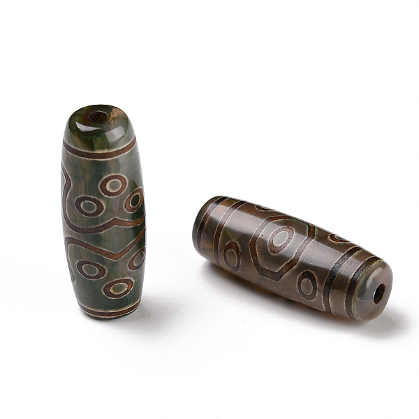

PandaHall Tibetan Style dZi Beads, Natural Agate Beads, Dyed & Heated, Oval, 11-Eye, 28.5~32x10~12.5mm, Hole: 1.5~3mm Tibetan Agate Oval