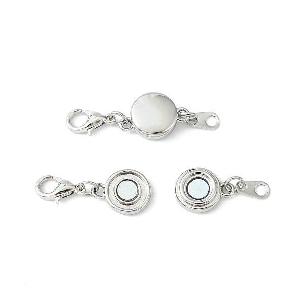 

PandaHall Alloy Magnetic Clasps, with Lobster Claw Clasps and Chain Tabs, Flat Round, Platinum, 35mm, Clasp: 10x6x2.5mm, Chain Tabs: 22mm...