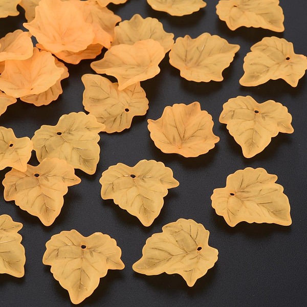 

PandaHall Autumn Theme Transparent Frosted Acrylic Pendants, Maple Leaf, Sandy Brown, 24x22.5x3mm, Hole: 1mm, about 962pcs/500g Acrylic Leaf
