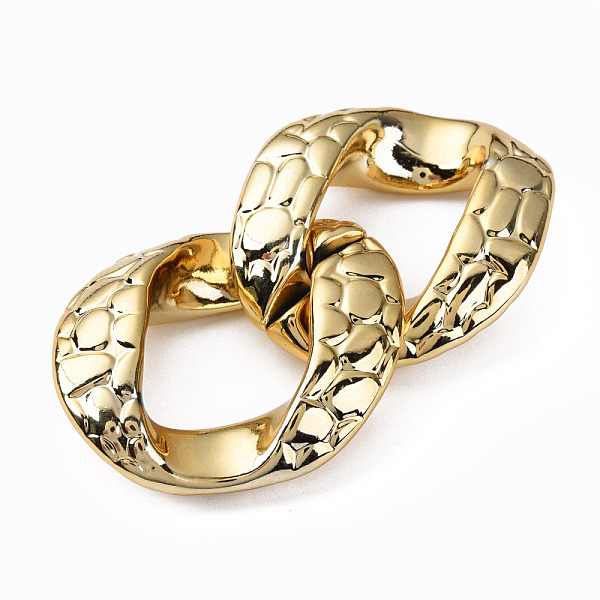 

PandaHall UV Plating Acrylic Linking Rings, Quick Link Connectors, for Curb Chains Jewelry Making, Twist Oval, Light Gold, 48x42x14mm, Inner...