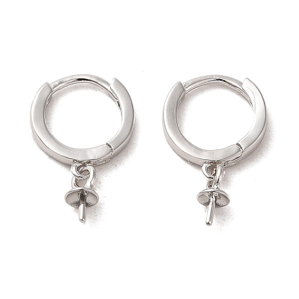 

PandaHall 925 Sterling Silver Hoop Earrings Findings, Round, Platinum, 15mm Sterling Silver